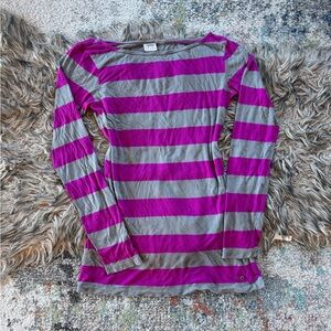 Esprit Purple and Gray Striped Long Sleeve Top